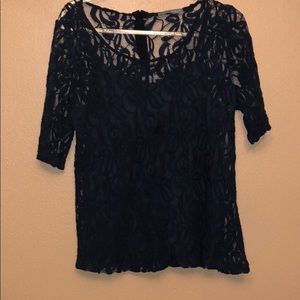 My collection black button up lace over jersey
